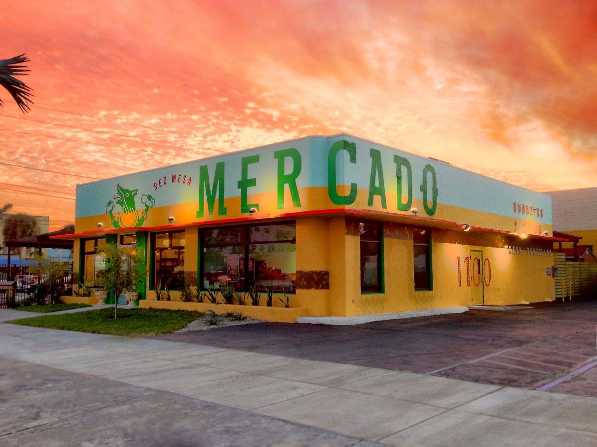 Sunset View of Red Mesa Mercado's Building